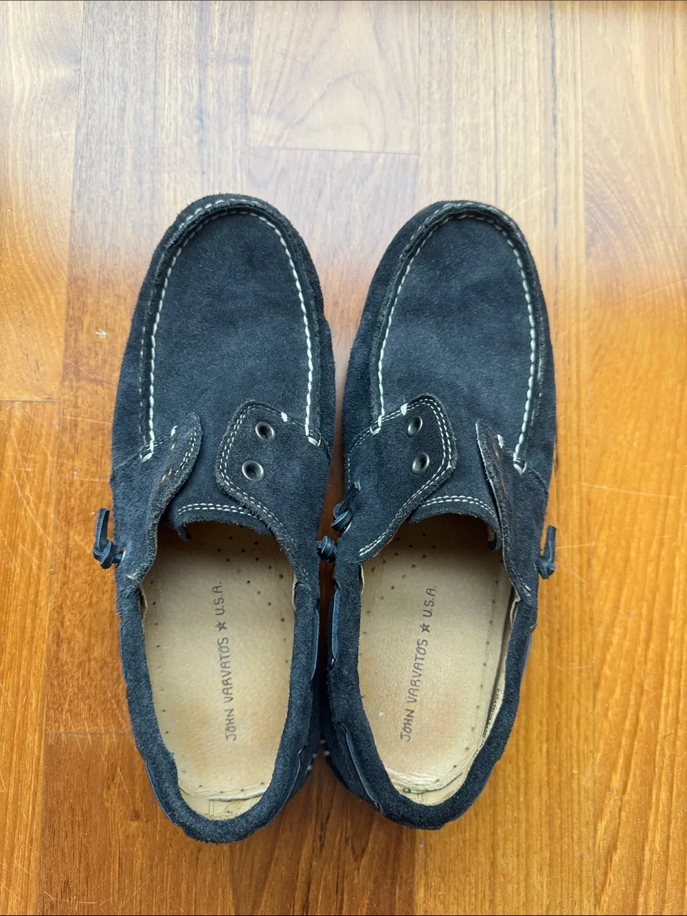 John Varvatos Men's Suede Boat Shoes - Navy Blue - Picture 6 of 8